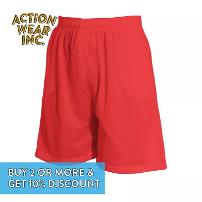 Hi Mens Plain Mesh Shorts Casual Baseball Shorts 2 Pockets Active Gym Fitness • $8.95