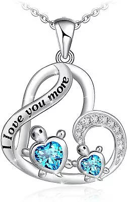 Sterling Silver I Love You More Sea Turtle Heart Pendant Necklaces Jewelry Gifts • $98.06