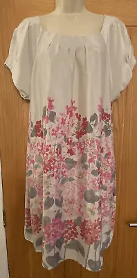 £14.80 • Buy Nougat London Ladies Grey Pink Floral Lined Shift Dress 14 42in Chest Silky