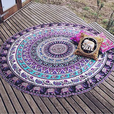 Indian Mandala Psychedelic Tapestry Hippie Wall Hanging Round Bedspread Blanket • $8.73