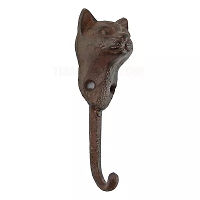 Cat Head Wall Hook Cast Iron Key Towel Coat Leash Hanger Antique Rustic Brown • $13.95