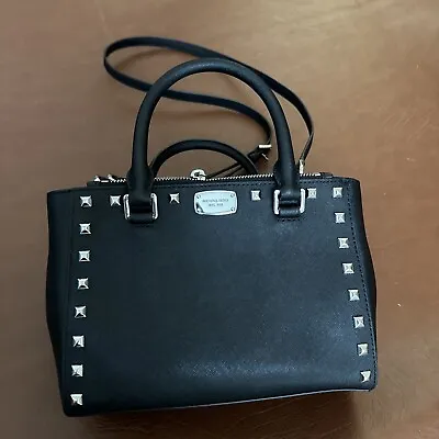 Michael Kors Selma Studded Handbag Black Leather Purse • $65