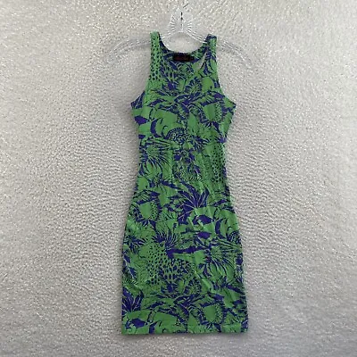 Motel Rocks Green Purple Tropical Coconut Girl Cut-Out Bodycon Mini Dress XS S • $15.30