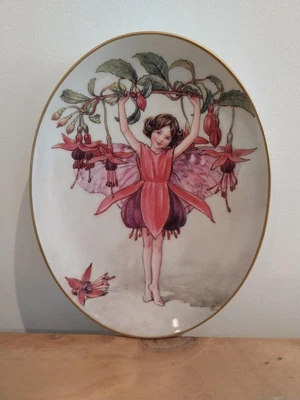 £10 • Buy Royal Worcester Oval Flower Fairy Plate, The Fuchsia Fairy