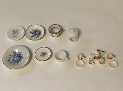 Lot Of Miniature Dollhouse Porcelain Dishes Limoges France Cups Plates Teapot • $15.99