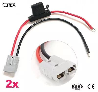 $17.50 • Buy Fused Anderson Lead 50AMP Plug To 8mm Lugs 10 B&S Cable Lead Extension