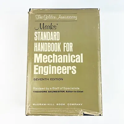 1967 Baumeister & Marks’ Standard Handbook For Mechanical Engineers 7th Ed Book • $19.99