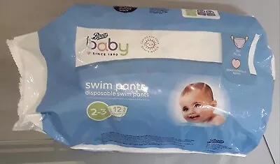 PACK OF 12 BOOTS BABY DISPOSABLE SWIM PANTS SIZE 2-3 (3-8kg/7-18lb) • £3.40