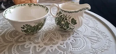 Masons  Green Fruit Basket Sugar Bowl And Milk Jug  • £10.99