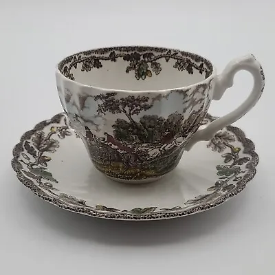 Myotts Transferware  Country Life  Fine Staffordshire Ware Cup And Saucer  • $11.99