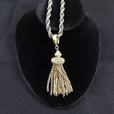 Long Vintage Gold Tone Monet Tassel  Necklace Classic Elegant 30  • $41.97