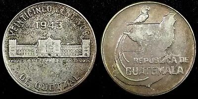 GUATEMALA Silver 1943 25 Centavos Mintage-900000 Philadelphia Mint KM# 253 (16) • $9.95