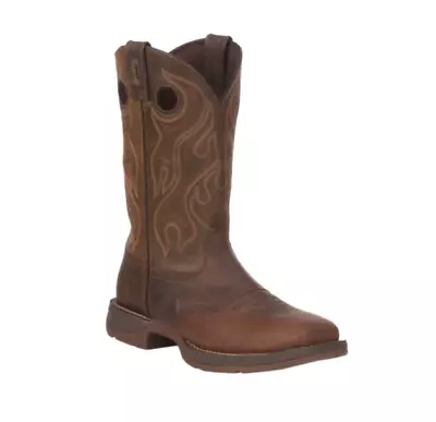 Men's Sunset Brown Leather Pull On Cowboy Boots - 5 Day Delivery • $72