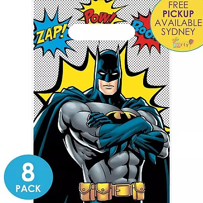 $7.99 • Buy Batman Party Supplies 8 Plastic Treat Loot Lolly Favour Bags Superhero Birthday