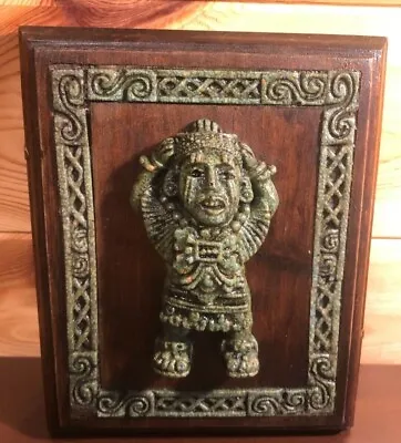£30 • Buy Zarebski Crushed Malachite Stone Mexican Mayan Aztec Vintage 80s  Wall Plaque 