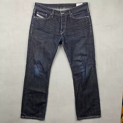 Diesel Jeans Men's 33x31 Viker Regular Straight Button Fly Blue Denim Distressed • $31.42