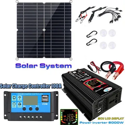 6000W Solar Panel Kit 200W Solar Power Inverter 100A Home 110V/220V Grid System • £93.43
