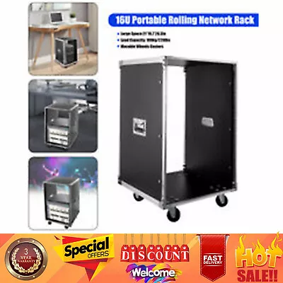 16U Portable Rolling Cart Shelf Network Rack Audio Video Telecom Office US • $107