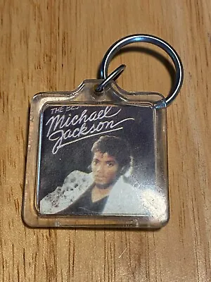 Vintage 80s Michael Jackson Keychain Clear Acrylic 1.5 Inch Thriller • $5