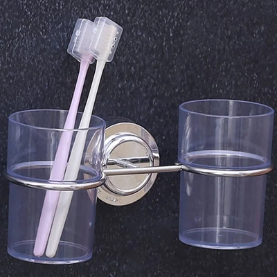 £8.24 • Buy Plastic Wall Mounted Suction Cup Toothbrush Holder Bathroom Cup Holder MND