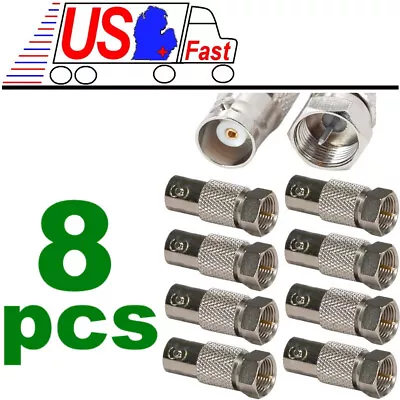 8 Pcs BNC Female To F Type Male Coax Coaxial Cable Connector Adapter Converter • $10.85