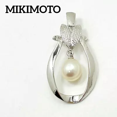 MIKIMOTO JAPAN Akoya 6.6mm Pearls Necklace Pendant Silver Top Only Antique • $110.99