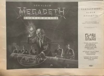 MEGADETH - RUST IN PEACE -  Original Music Press Advert From 1990 • £7.95