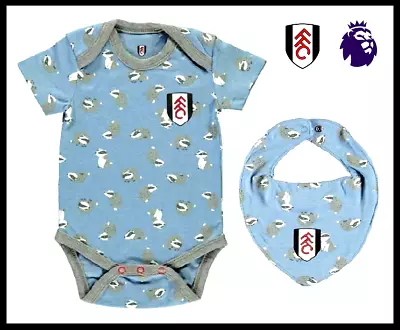 ⚽️Fulham FC⚽️Authentic⚽️Babys Billy Badger Vest & Bib Set⚽️Newborn⚽️New⚽️01⚽️ • £10.99