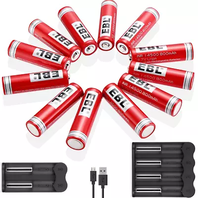 EBL 14500 Rechargeable Batteries 800mAh 3.7V Li-ion / 2~4slots Charger Lot • $12.79