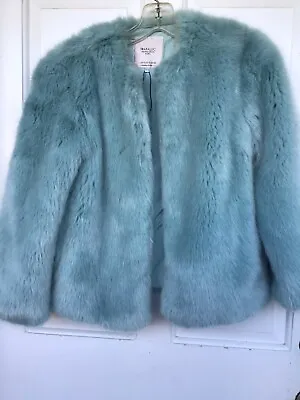 $88 • Buy Zara Trafaluc Woman’s Faux Fur Seafoam Green Coat NNT’s Size S.