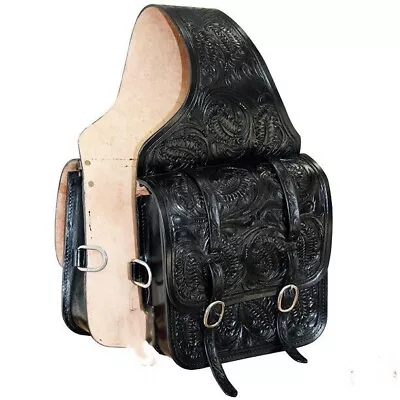 Premium Genuine Vintage Black Leather Western Saddle Bag For Horse Horse Gifts • $139