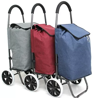 £19.99 • Buy 2 Wheeled Extra Large Shopping Trolley Light Weight Strong Folding Cart Shopper