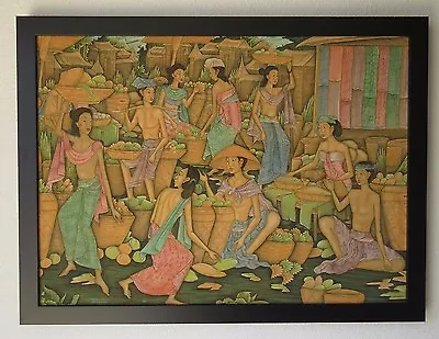 Karmayasa Impressive Vintage Ubud Bali Tribal Village Nude Street Scene Painting • $400