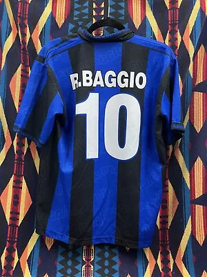 Vintage Roberto Baggio Inter Milan 99/00 Unofficial Replica Soccer Jersey M/L • $34.99