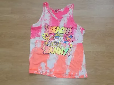 Vintage 80's Beach Bunny Sleeveless T-shirt Sz L Fruit Of The Loom Made Usa • $19.99