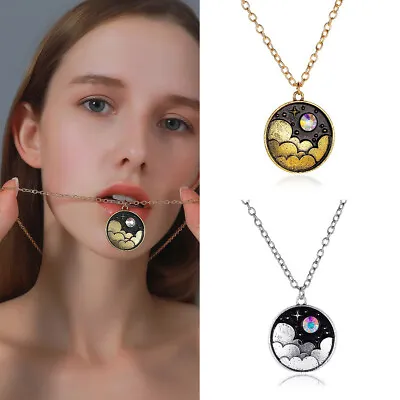 Creative Moon & Sun Pendant Necklace Women Jewelry Sweater Chain Birthday Gift • $0.72