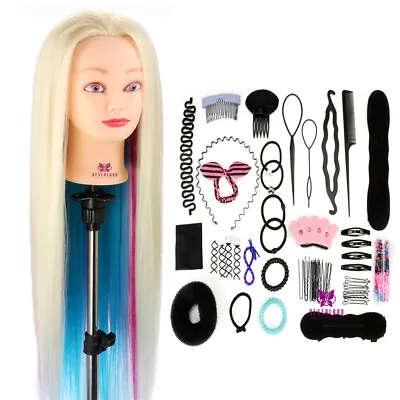 26-28 Inch Training Practice Styling Doll Mannequin Head Hair Braid Tool Set UK • £25.89
