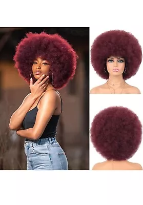 G&T Wig 70s Afro Wig Short Colored Afro Puff Wigs Glueless Wear And Go Wig... • $17.78