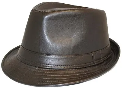 Unisex Leather Look Vintage Trilby Hat 2 Colours FREE  Fast Post 1st Class • £14.95