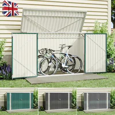 Outdoor Garden Metal Bike Shed Garbage Bin Sheds Steel Waste Storage Cabinet Box • £105.95