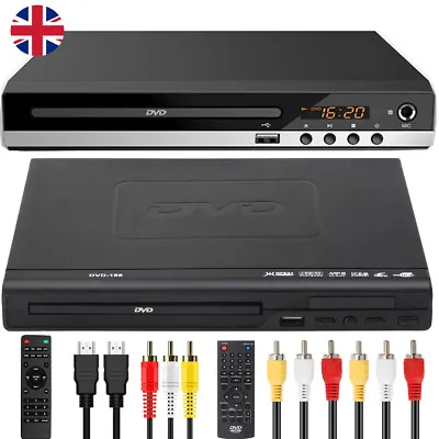 HDMI DVD Player Region Free With Remote Control USB Multi Region & AV Cable UK • £26.99