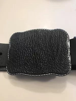 Black Shark Skin Wallet Buckle With Size 34 Full Grain Leather Belt • $175