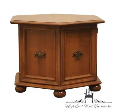 ETHAN ALLEN Classic Manor Solid Maple Hexagonal Accent Storage End Table 15-8627 • $378.39