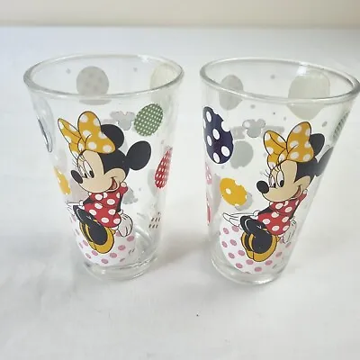 Minnie Mouse Glasses 2 Zak Designs Spots Polka Dots Disney Spotty Glass Tumbler • £9
