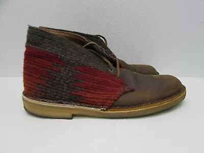 Clarks Originals Desert Boot Brown Leather Woolrich Decoration Indian Men's 10 M • $49.90