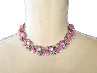 VTG Pink Moonglow Rhinestone Necklace • $39.99