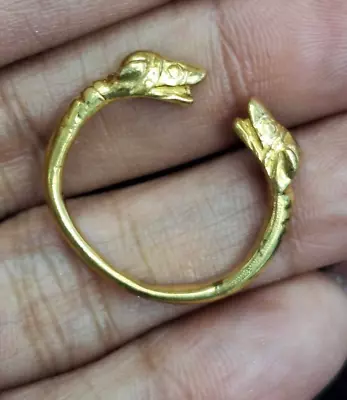 Antique Stunning Genuine 22K Gold Double Snake Serpent Dragon Head  Amulet Ring • $575