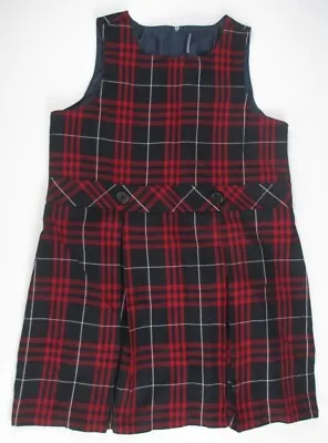 LANDS END Navy Large Plaid School Uniform Jumper Dress Girls 7+ Plus NEW • $18.92