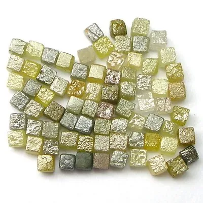 2.00 Cts Raw Natural Yellow Real Diamond Cube Shape Rough Diamond Lot • £24