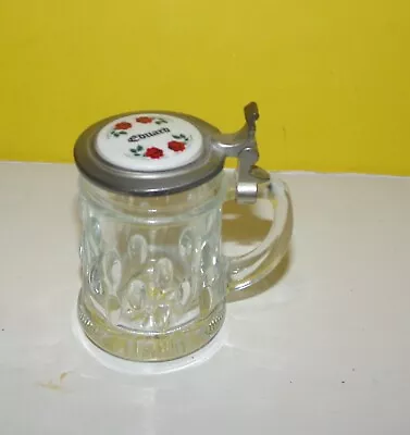 BMF Schnapskrugerl Edward Mini Glass Beer Stein Shot Glass Hinged Lid 2.5  Tall • $12.73